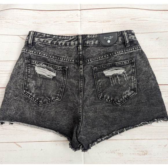 Denim Blvd Womens Cutoff Jean Shorts Size M Hi Rise Frayed Edge Grey Charcoal - Picture 5 of 5